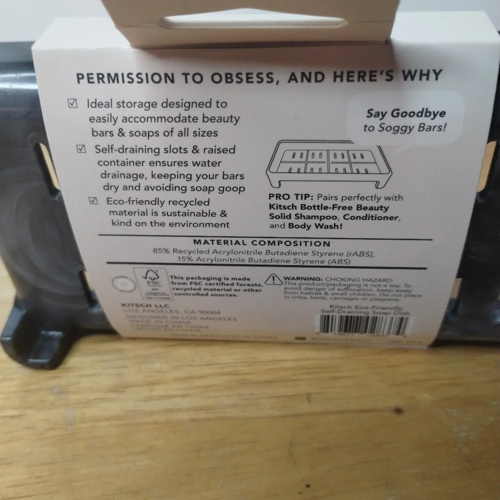 New self draining soap dish recycled plastic